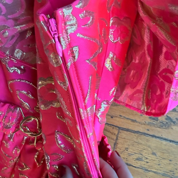Lilly Pulitzer Shannje Dress Hot Pink and Gold size: 8 - Picture 6 of 9